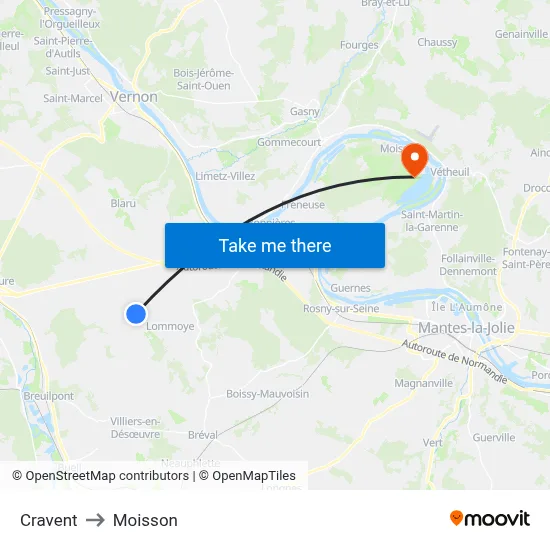 Cravent to Moisson map
