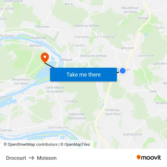 Drocourt to Moisson map