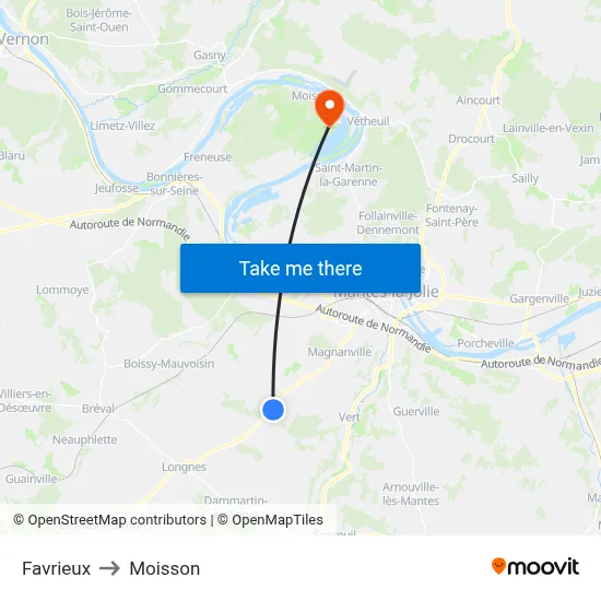 Favrieux to Moisson map