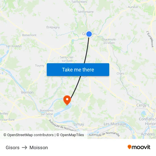 Gisors to Moisson map