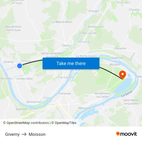 Giverny to Moisson map