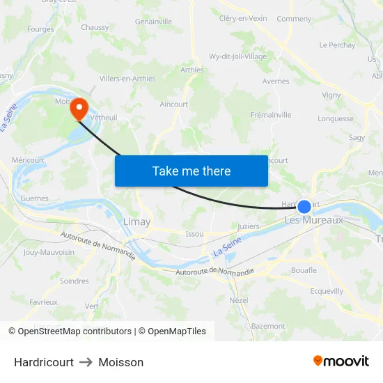 Hardricourt to Moisson map