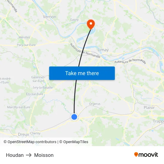 Houdan to Moisson map