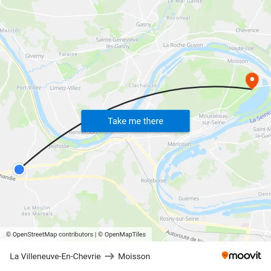 La Villeneuve-En-Chevrie to Moisson map