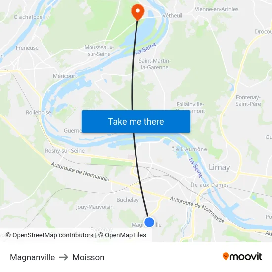 Magnanville to Moisson map