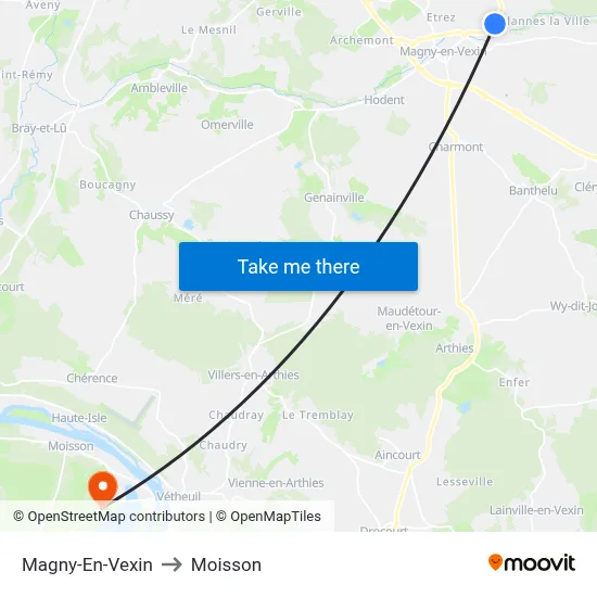 Magny-En-Vexin to Moisson map