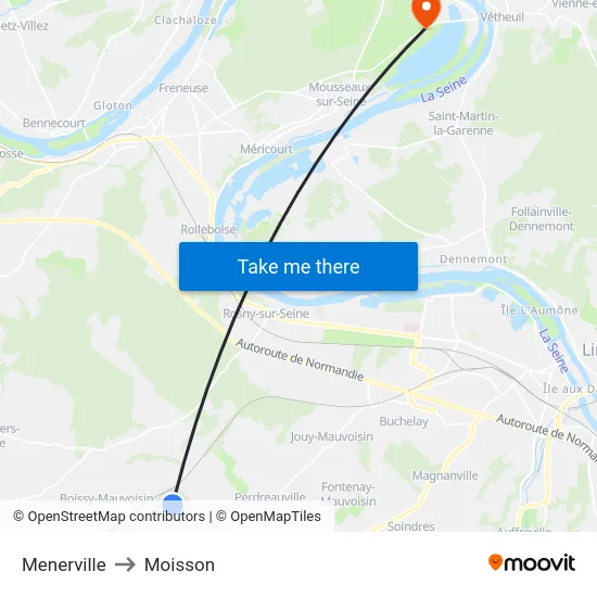 Menerville to Moisson map