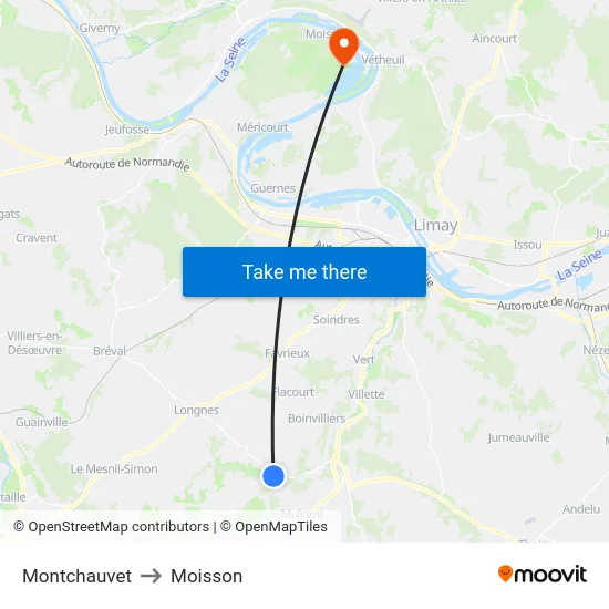 Montchauvet to Moisson map