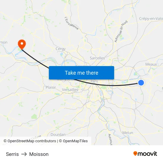 Serris to Moisson map
