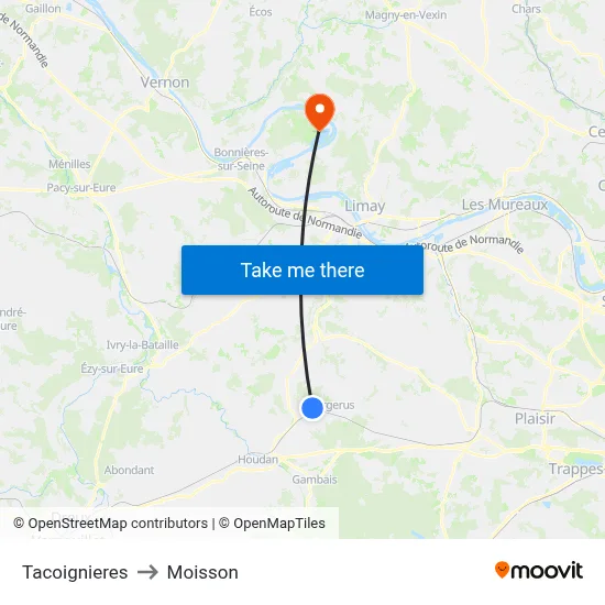 Tacoignieres to Moisson map