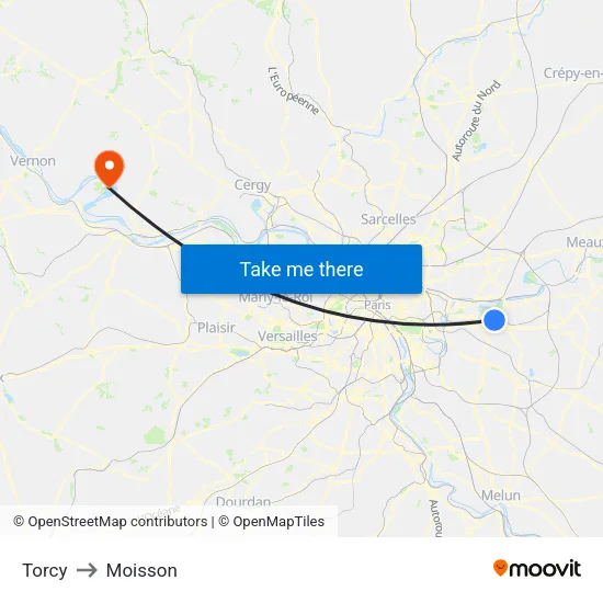 Torcy to Moisson map