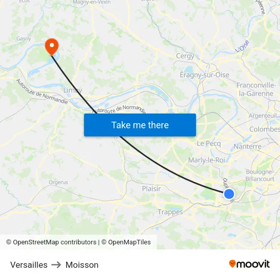 Versailles to Moisson map