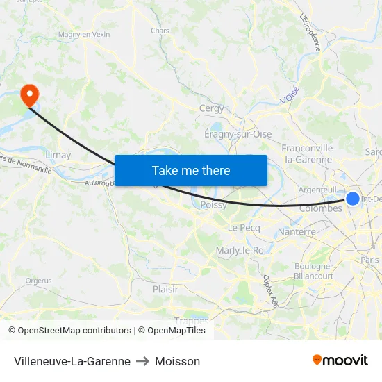 Villeneuve-La-Garenne to Moisson map