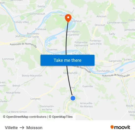 Villette to Moisson map