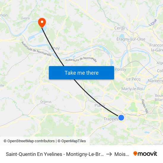 Saint-Quentin En Yvelines - Montigny-Le-Bretonneux to Moisson map