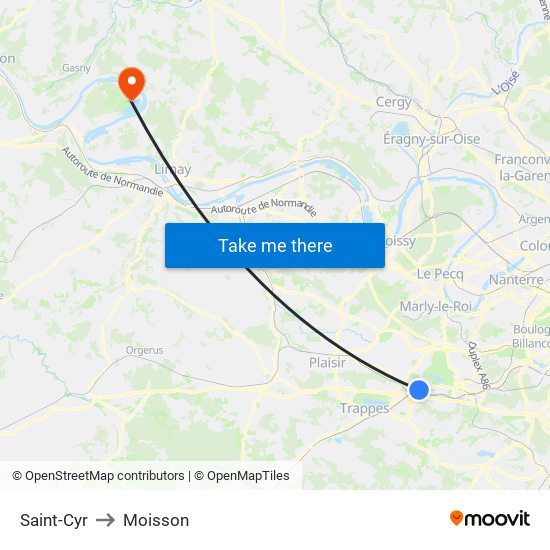 Saint-Cyr to Moisson map