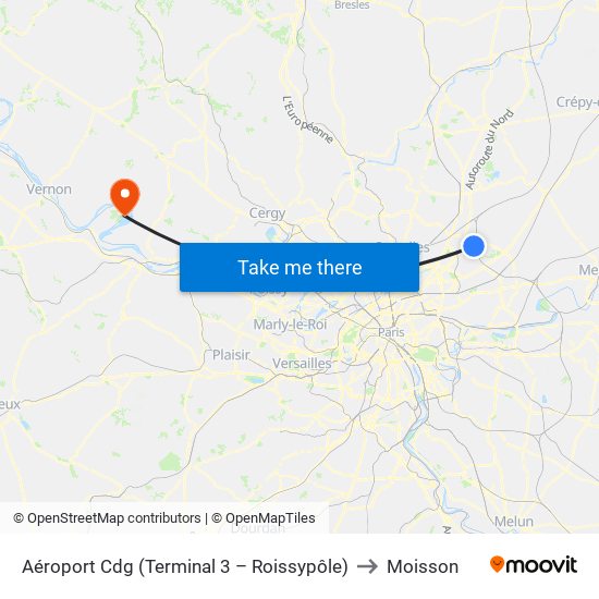 Aéroport Cdg (Terminal 3 – Roissypôle) to Moisson map