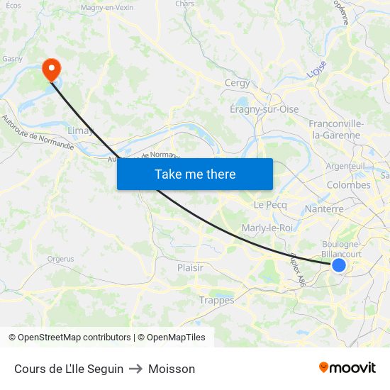 Cours de L'Ile Seguin to Moisson map