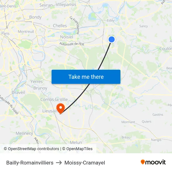 Bailly-Romainvilliers to Moissy-Cramayel map