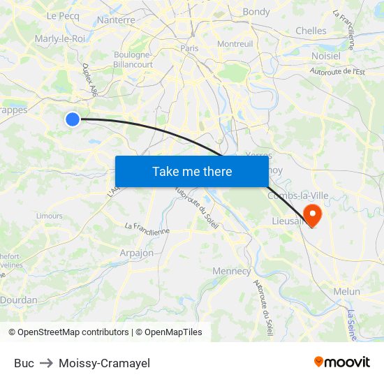 Buc to Moissy-Cramayel map