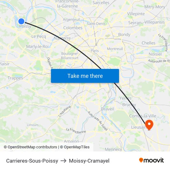 Carrieres-Sous-Poissy to Moissy-Cramayel map
