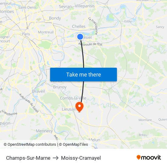 Champs-Sur-Marne to Moissy-Cramayel map