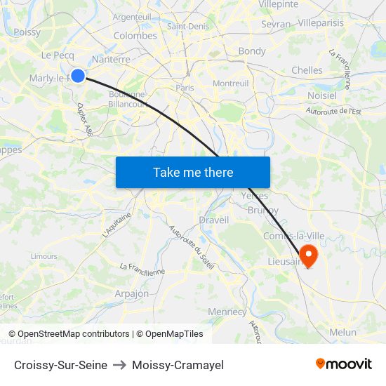 Croissy-Sur-Seine to Moissy-Cramayel map