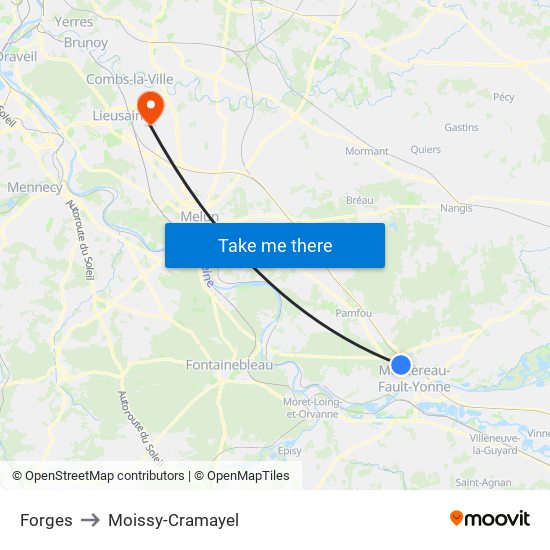 Forges to Moissy-Cramayel map