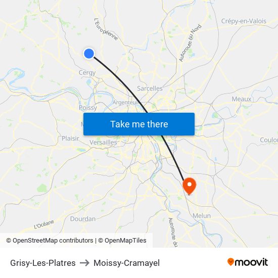 Grisy-Les-Platres to Moissy-Cramayel map