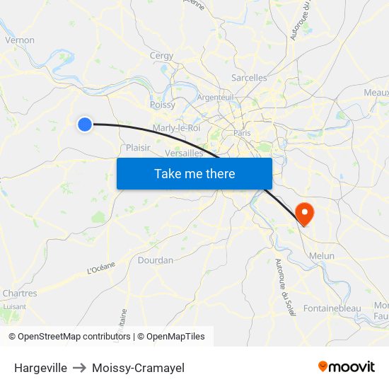 Hargeville to Moissy-Cramayel map