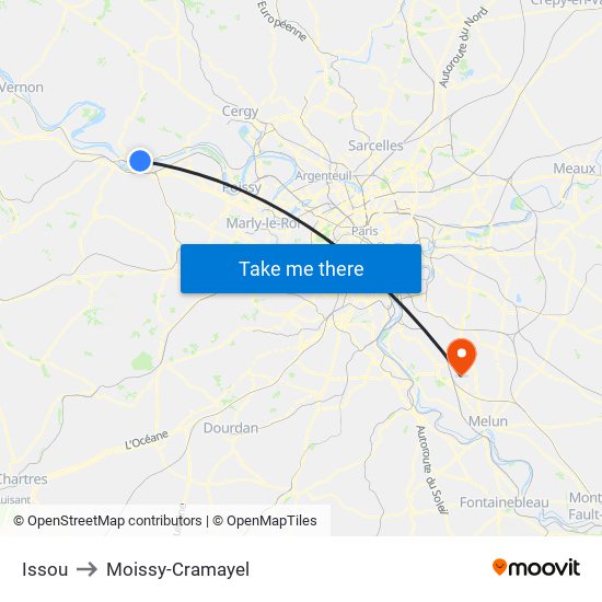 Issou to Moissy-Cramayel map