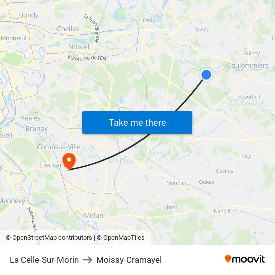 La Celle-Sur-Morin to Moissy-Cramayel map
