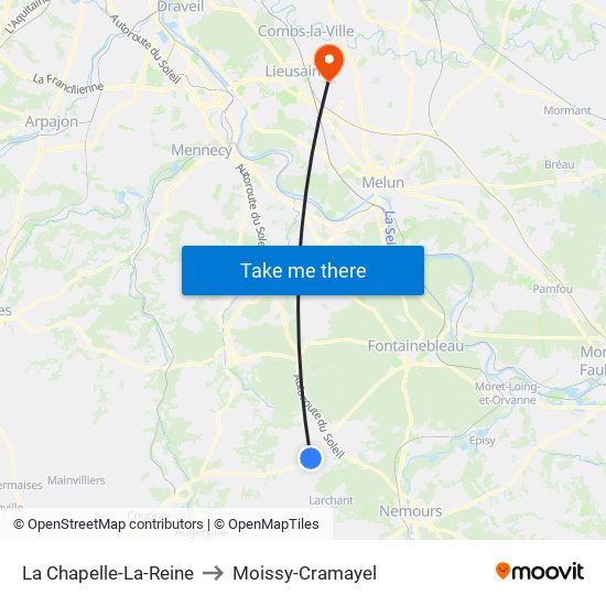La Chapelle-La-Reine to Moissy-Cramayel map