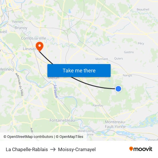 La Chapelle-Rablais to Moissy-Cramayel map