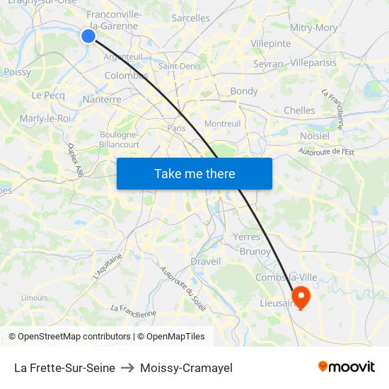 La Frette-Sur-Seine to Moissy-Cramayel map