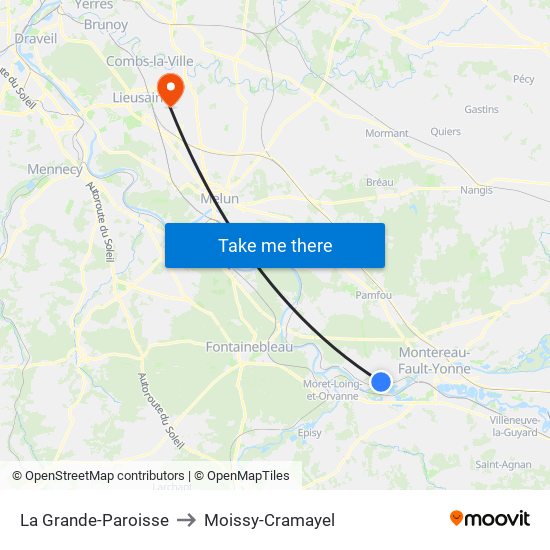La Grande-Paroisse to Moissy-Cramayel map