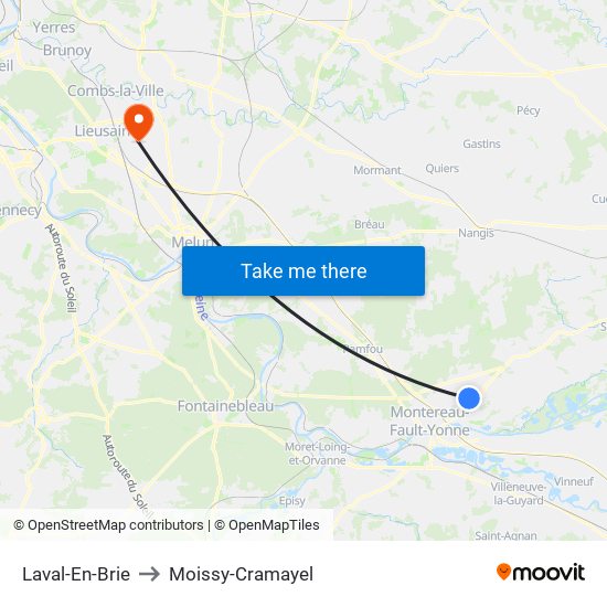 Laval-En-Brie to Moissy-Cramayel map
