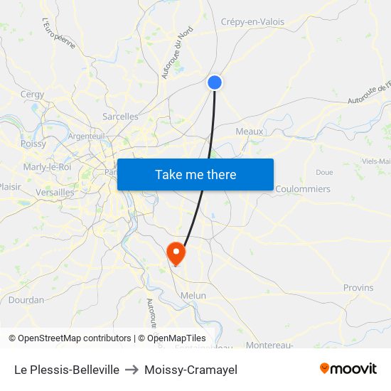 Le Plessis-Belleville to Moissy-Cramayel map