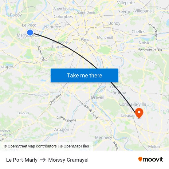 Le Port-Marly to Moissy-Cramayel map