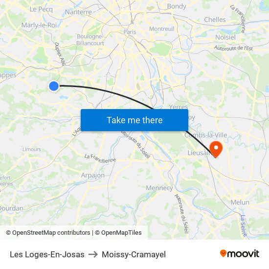 Les Loges-En-Josas to Moissy-Cramayel map