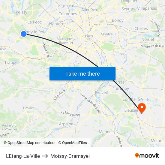 L'Etang-La-Ville to Moissy-Cramayel map