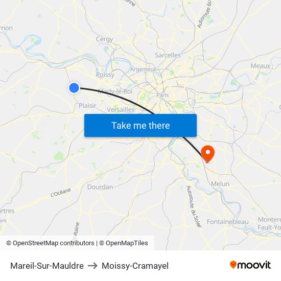 Mareil-Sur-Mauldre to Moissy-Cramayel map