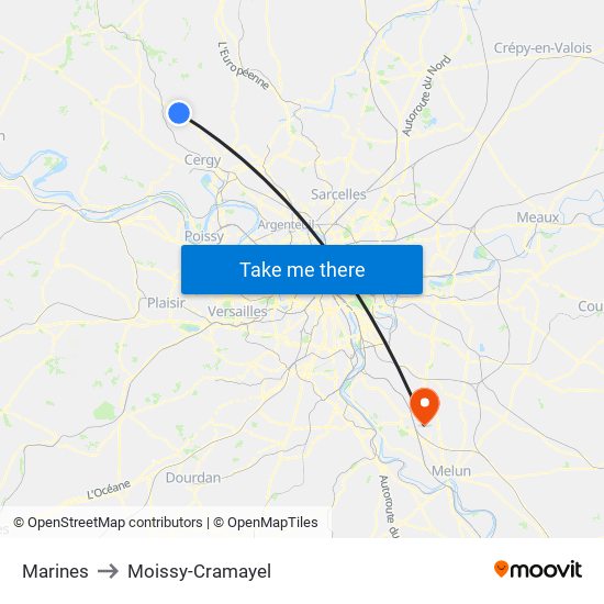 Marines to Moissy-Cramayel map