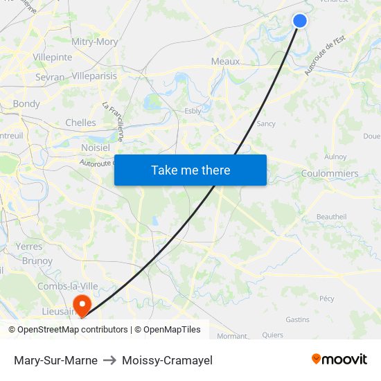 Mary-Sur-Marne to Moissy-Cramayel map