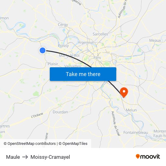Maule to Moissy-Cramayel map