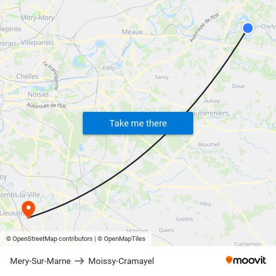 Mery-Sur-Marne to Moissy-Cramayel map