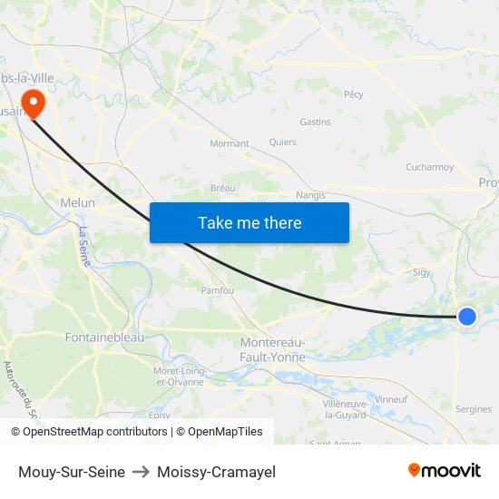 Mouy-Sur-Seine to Moissy-Cramayel map