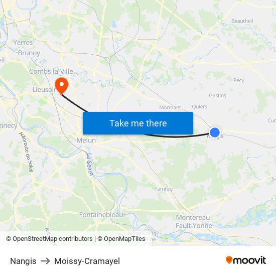 Nangis to Moissy-Cramayel map