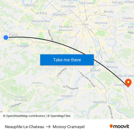 Neauphle-Le-Chateau to Moissy-Cramayel map