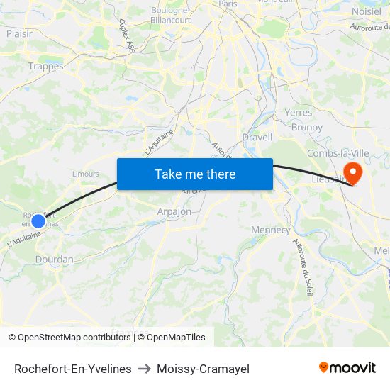 Rochefort-En-Yvelines to Moissy-Cramayel map
